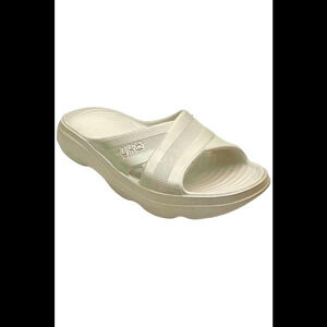 Ryka Women's Cross Band Recovery Slide Sandals Refresh White Pearl - Medium